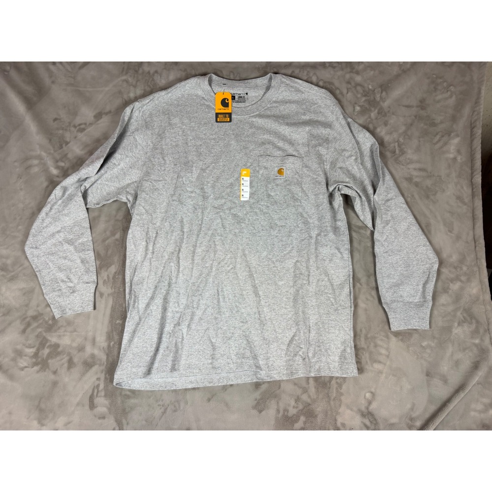 Carhartt Mens Loose Fit Heavyweight Long Sleeve Pocket T-Shirt Gray XL NWT
